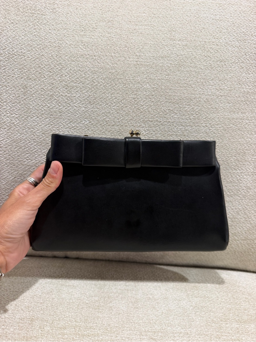 Elegant Black Bow Clutch Handbag